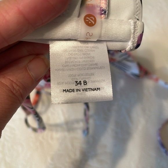 Shade Shore Floral Bikini Top 34B Lightly Padded Adjustable Tropical EUC - Picture 6 of 8